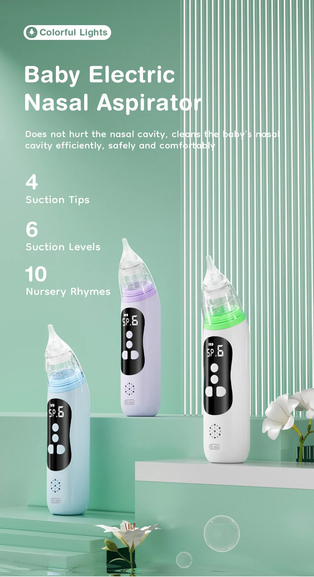 MAMIJOY Electric Nasal Absorber Baby Nose Cleaner Silent Baby Obstruction Rhinitis Cleaner Nasal Aspirator For Newborn U94