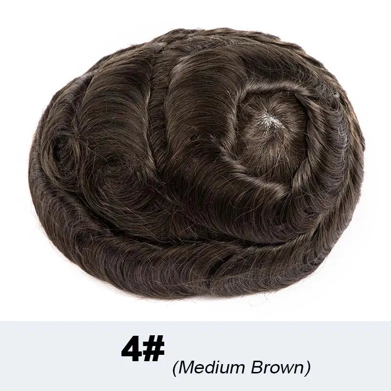 100% Density Full Lace Male Hair Prosthesis Swiss Thin Lace Men's Wig Natural Hairline Human Hair Man Hair System Wigs For Men