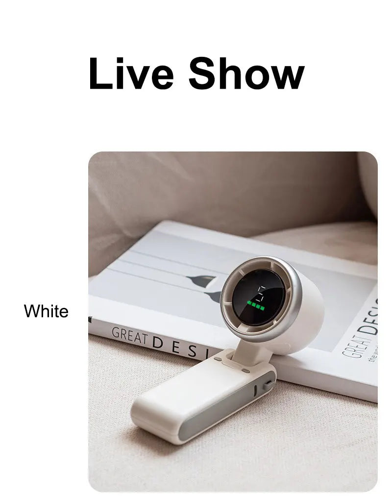 Portable Handheld Electric Fan 5 Speeds Adjustable Turbo 3600MAH Battery Fans LED Display Rechargeable Ice Cooling Personal Fan