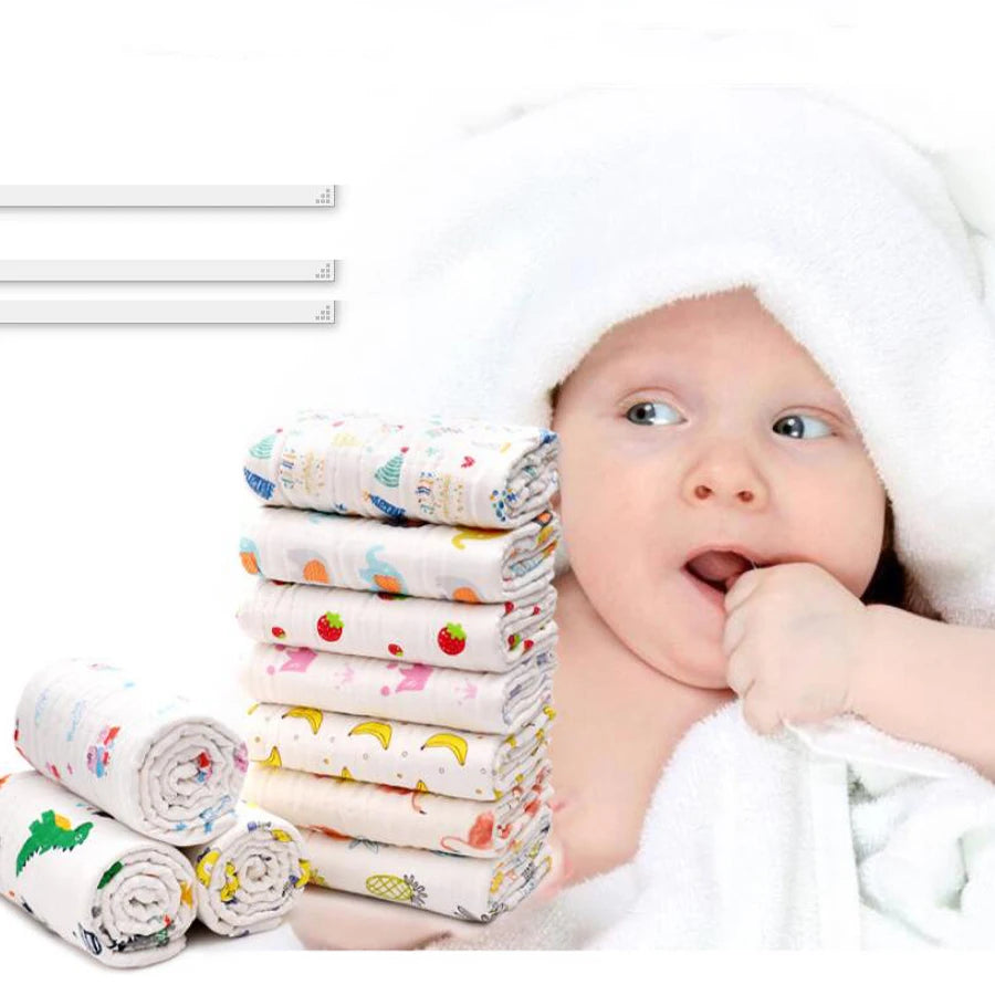 Baby Washcloth 4-Layer Gauze Infant Bath Towel Newborn Bathrobe Cotton Blanket for Boy Girl Children's Blanket Swaddle Wrap