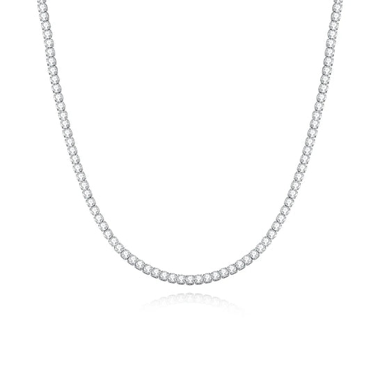 Women's Adjustable Rhodium Plated Fine Jewelry S925 Sterling Silver GRA 3mm D VVS1 Moissanite Tennis Necklace Choker