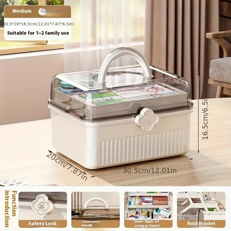 Smart Flip-Top Medicine Box! Visual Window + Multi-Layers. Easy-Carry Handle & Organized Storage. Keep Pills Sorted