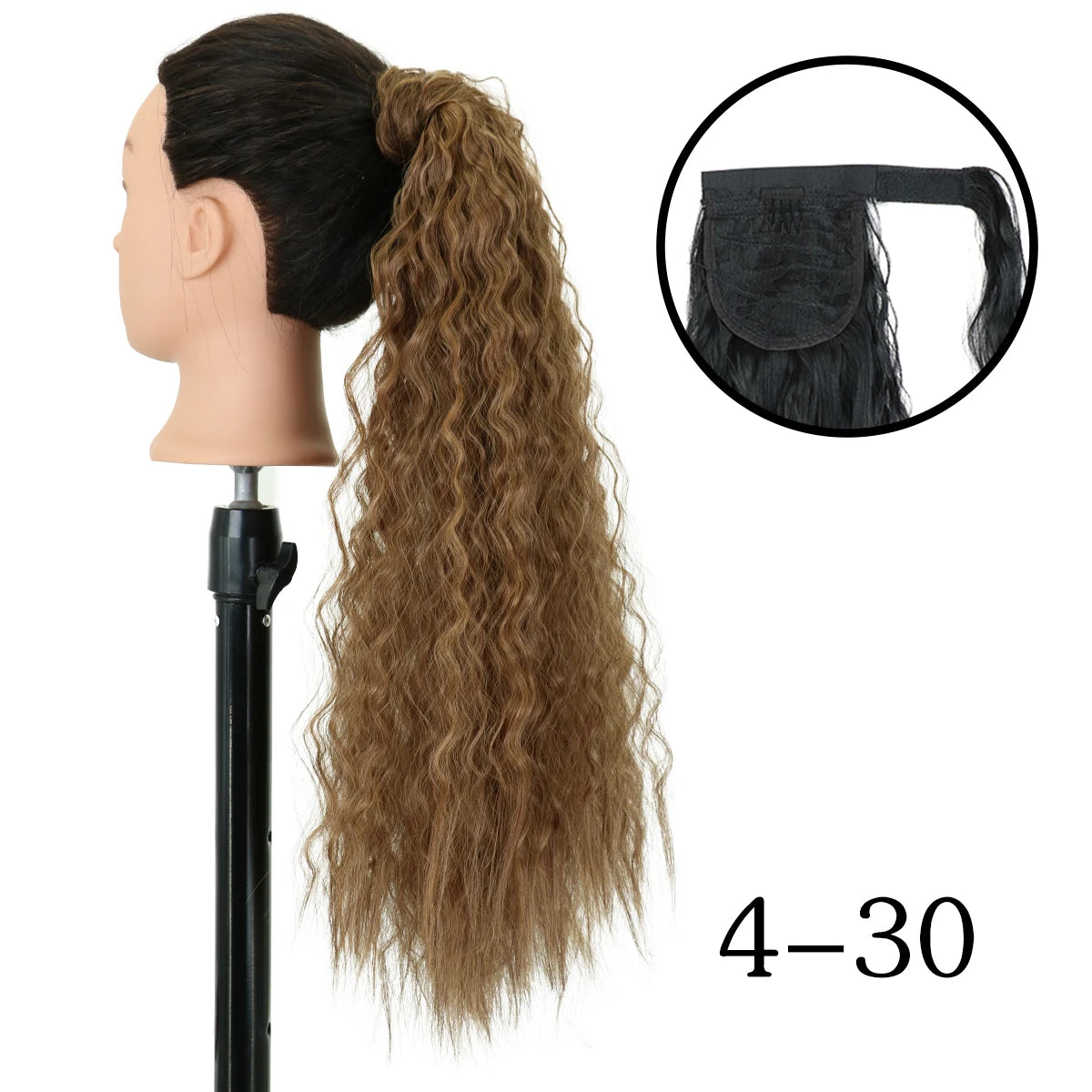 LANSA Synthetic Long Curly Ponytail Natural Puff Wrap Around Clip In Ponytails Hair Extensions Black Brown Ponytail For Women