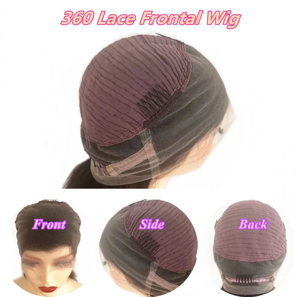 Side Part Dark Brown Highlight Glueless Human Hair Straight 13x6/360 Lace Front Wigs #4/6 Pre Plucked Brazilian 5x5 Silk Top Wig