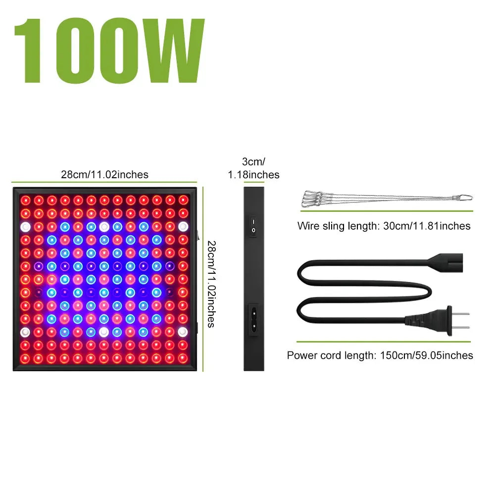 100W 50W LED Grow Light Full Spectrum Plant Hydroponics Cultivation Lamp IR UR For Indoor Flower Cactus Succulent Fill Lighting