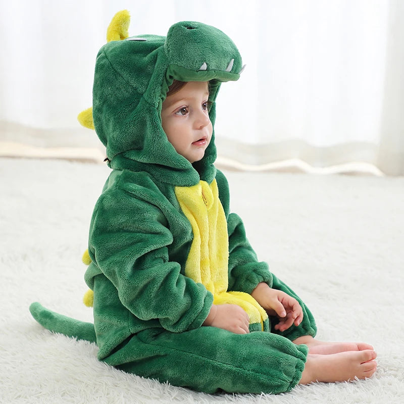 MICHLEY Carnival Dinosaur Baby Winter Costume Rompers Clothes Cute Cartoon Jumpsuit Bodysuit Overall Unicorn For Girls Boys Kid