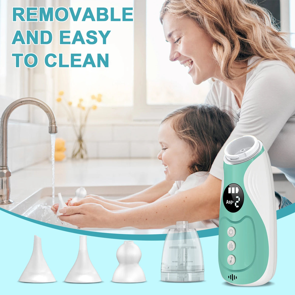 3 in 1 Electric Baby Nasal Aspirator Booger Mucus Sucker Nose Cleaner Nose Suction Device for Newborn & Toddlers Safe Gentle Use