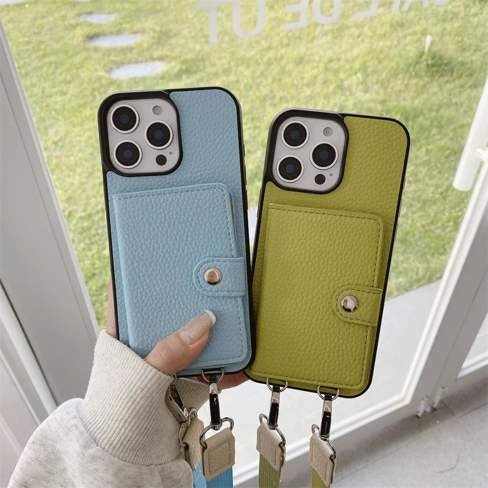 Crossbody Wallet Card Slot Coin Purse for IPhone 17 Air 16 15 Plus 14 13 12 11 Pro Max Leather Protective Phone Case Cover