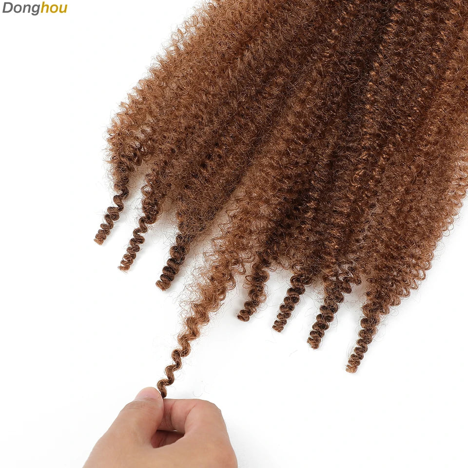 Donghou Ombre Blonde Ginger Afro Twist Hair 350 1B 30 27 613 Bug Colors Springy Twist Braiding Hair for Soft Locs Marley Braids