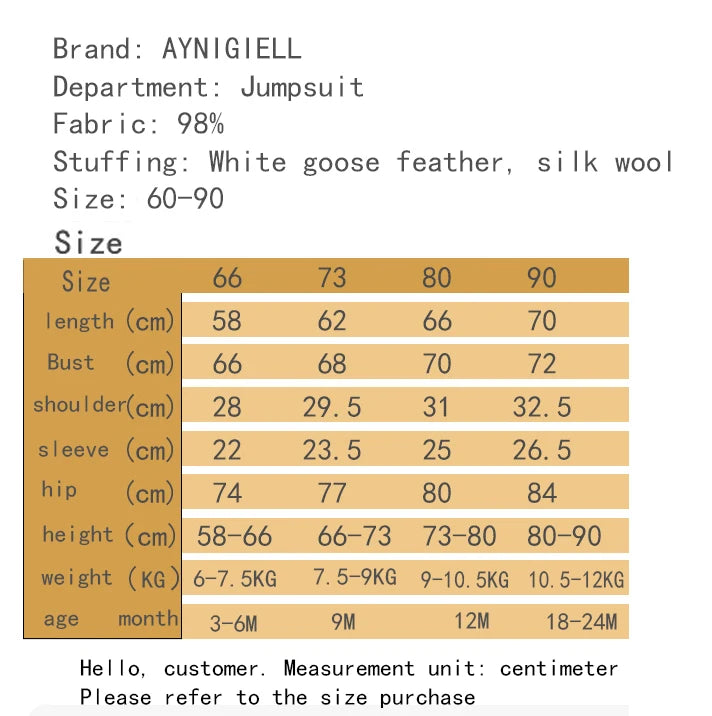 AYNIGIELL Winter Baby Jumpsuit Thick Warm Infant Hooded Inside Fleece Rompers Newborn Boy Girl Overalls Outerwear Baby Sets