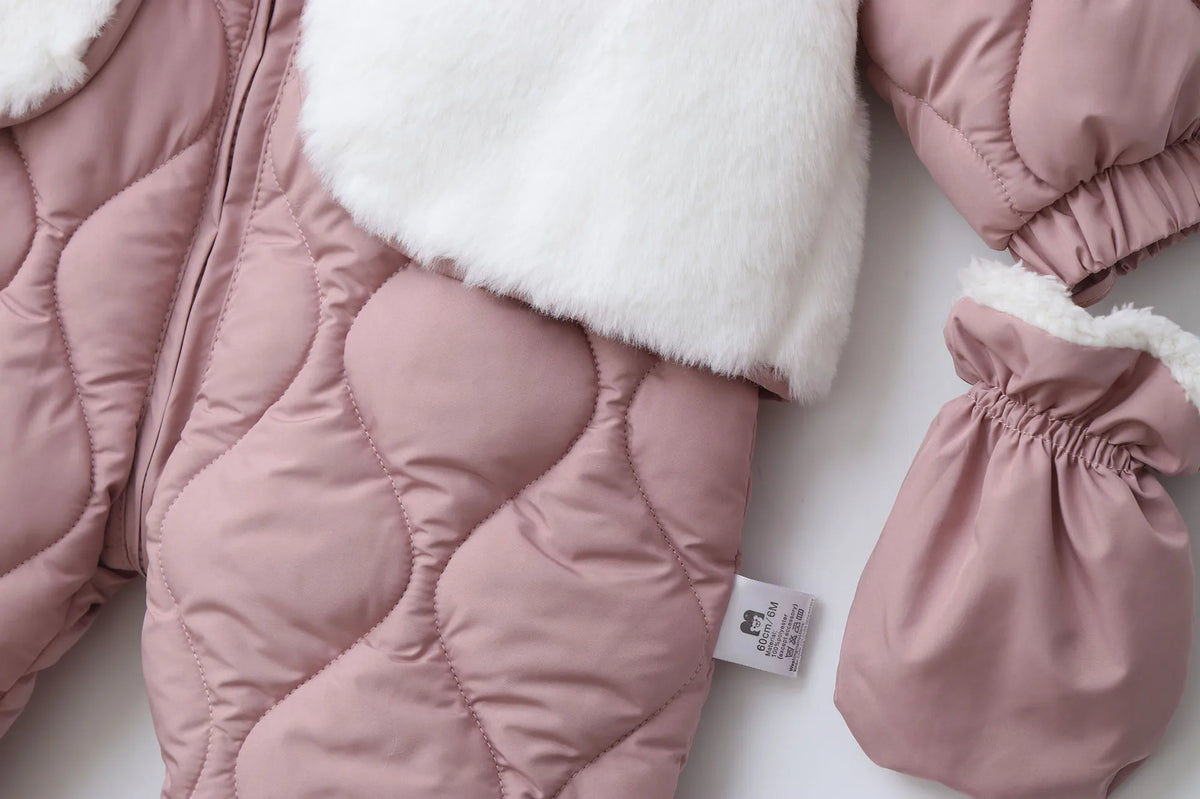 Winter 0-2Y Baby Clothes Thicken Fleece Boys Rompers Toddler Boys Jumpsuits Warm Fur Lining Footies And Vest 2 Pcs Snowsuit