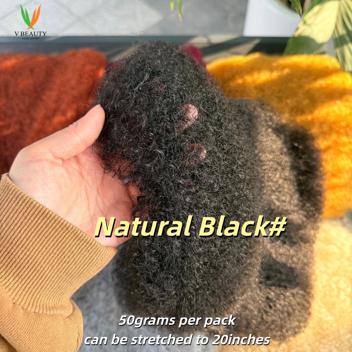QVR Afro Kinky Human Hair Bulk Mirco Braids Remy Hair Bulk Grey# 50g/20inch Afro Kinky Hair Bulk for Locs Extensions