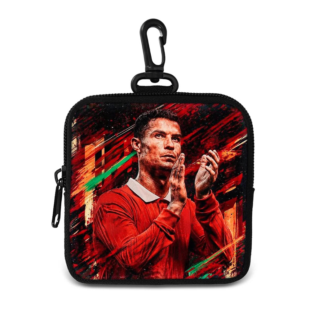 Ronaldo Money Coin Purse with Key Ring Pocket Purse mini headphone bag Football Star storage bag Credit Card Holoder Man Women