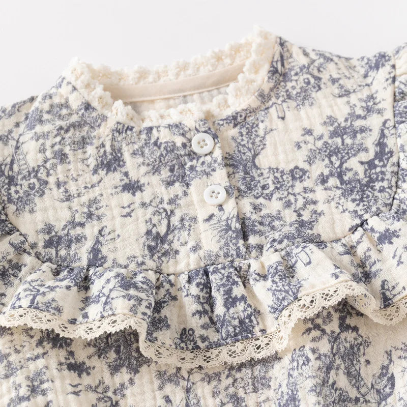 Newborn Romper Chinese Style Ink Painting Newborn Baby Girl Bodysuits +Hat Cotton Girls Jumpsuits Infants Onesie Outfits Clothes