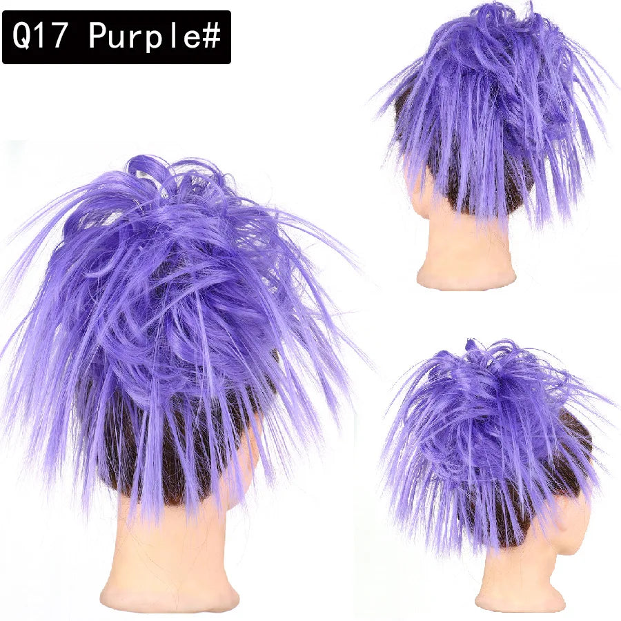Synthetic Hair Bun Extensions Messy Curly Elastic Hair Scrunchies Hairpieces Synthetic Chignon Donut Updo Hair Pieces for Women