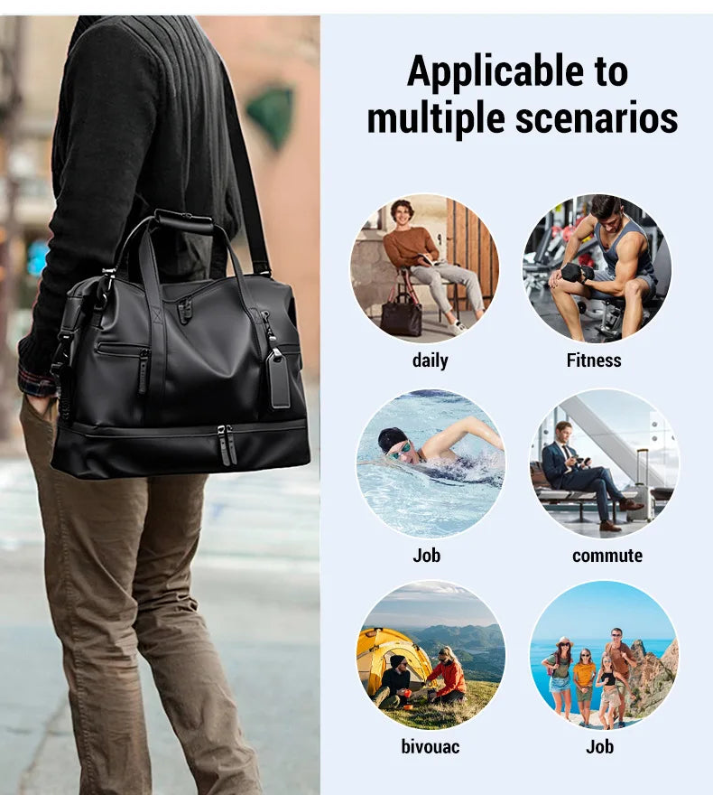 Fashion Travel Tote Bag for Men and Women Large Capacity Shoulder Crossbody Handbag Leisure Sports  Simple Business Travel Bag