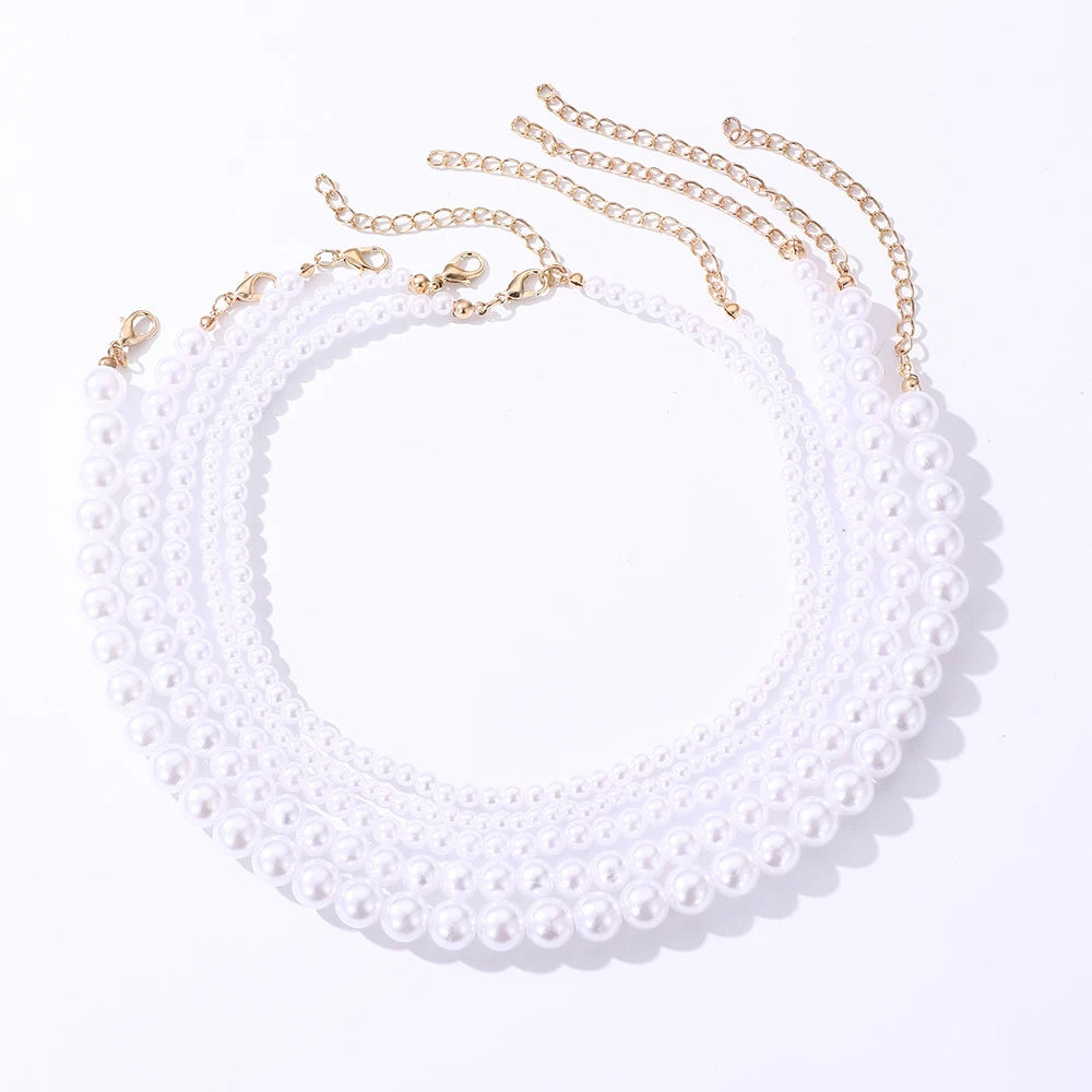 4 5 6 8mm White Pearl Chokers Necklace Clavicle Chain For Women Classic Fashion Elegant Wedding Neck Jewelry Love Pendant Gift