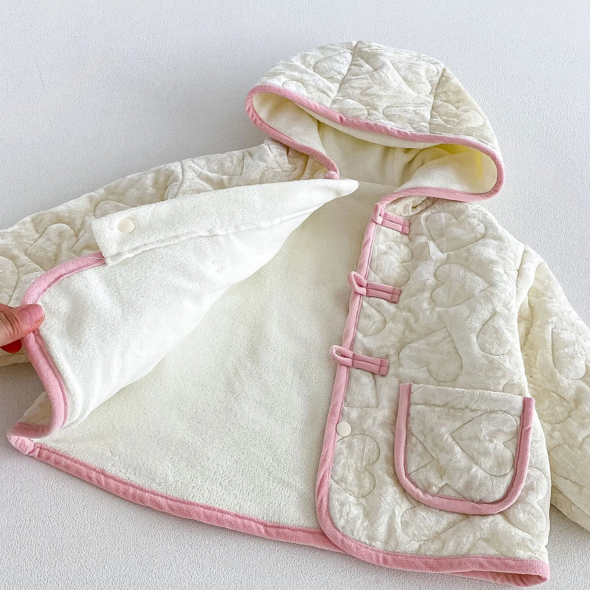 2026 New Winter Girls Heart Quilted Colorblock Coat | Fleece-Lined Hooded Padded Jacket | Cute Warm Outwear