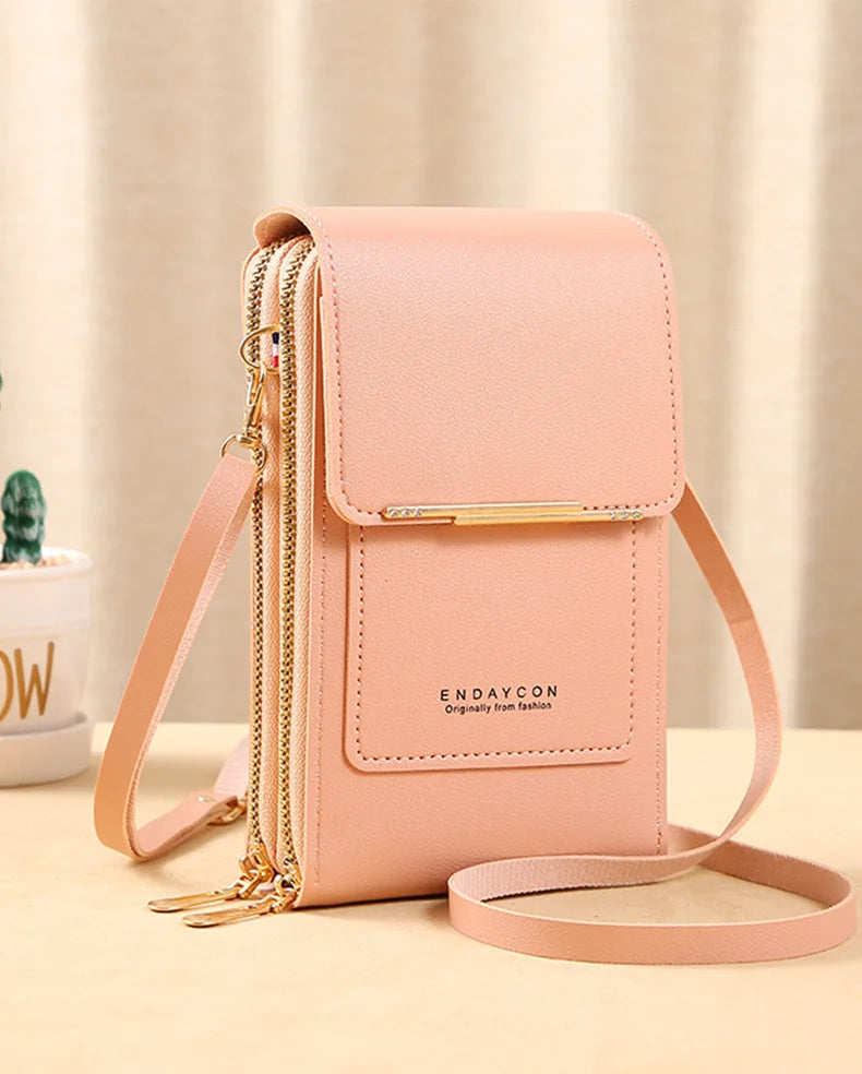 Women Crossbody Shoulder Bags Wallets Touch Screen Cell Phone Bag Soft Leather Strap Handbag for Female Luxury Messenger Bags