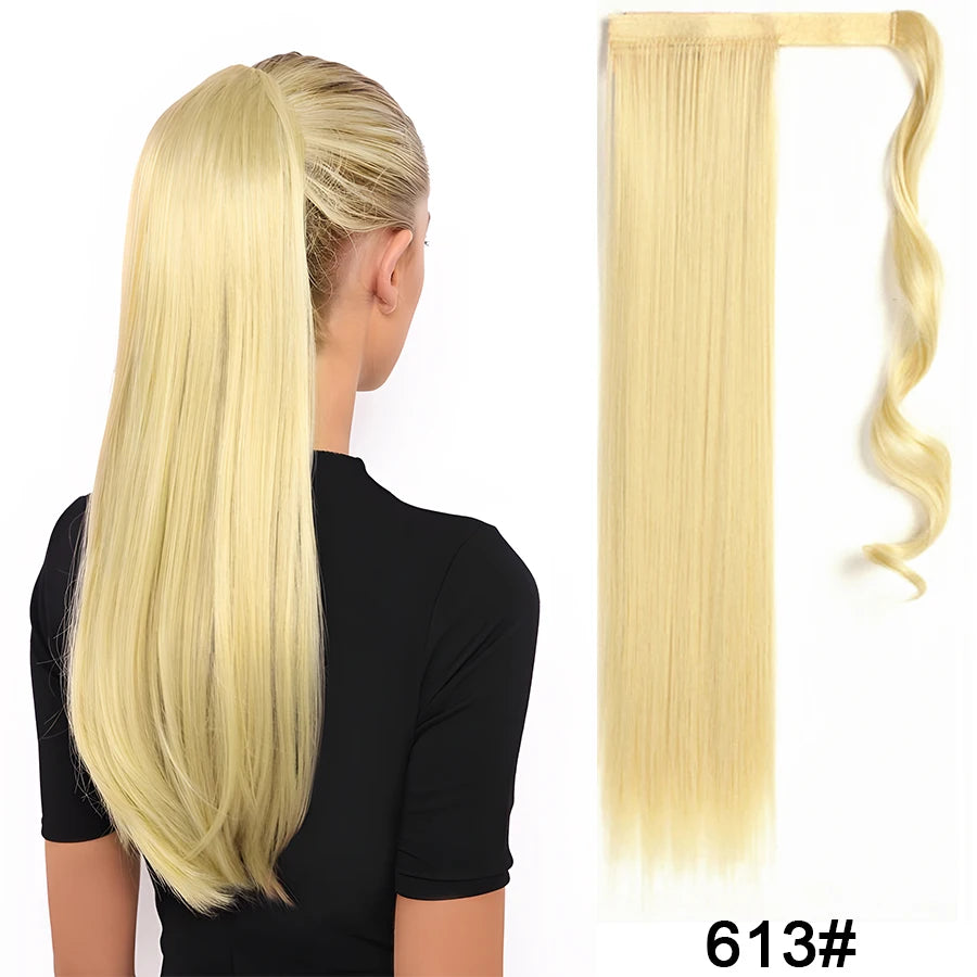 Synthetic Ponytail Long Straight Wrap Around Ponytail Hair Extension Heat-Reistant Fiber Pony Tail Fake Hairpieces For Women