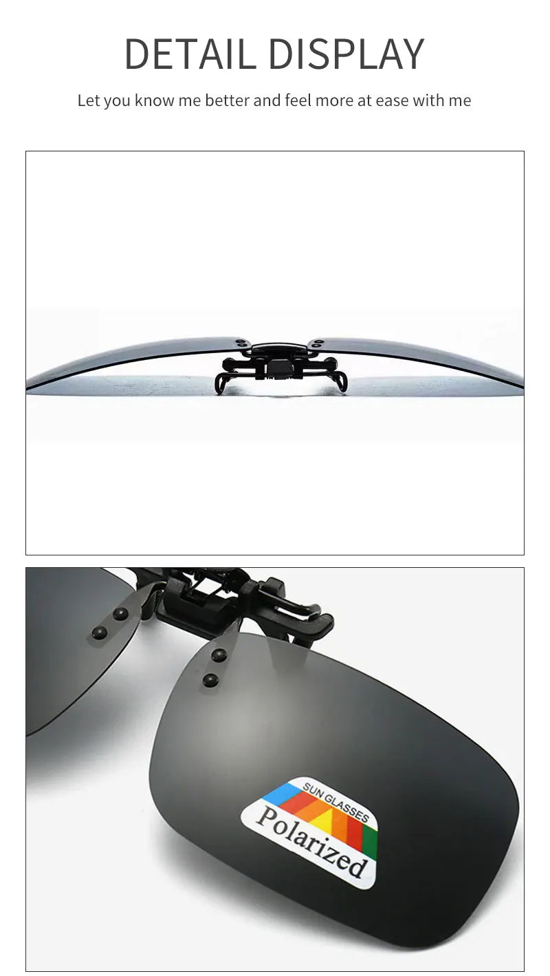 Polarized Clip Sunglasses 2Pcs Set Myopia Glasses Clip Driver Fishing Night Vision Myopia Clipon Sun Shading Eyeglasses