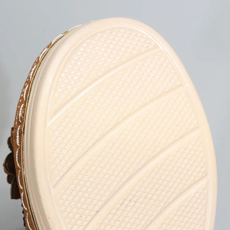 2024 Summer Women Slippers Plus Size Women's Shoes Retro Roman Sandals Women Pu Casual Flower Wedge Sandals Platform Slippers