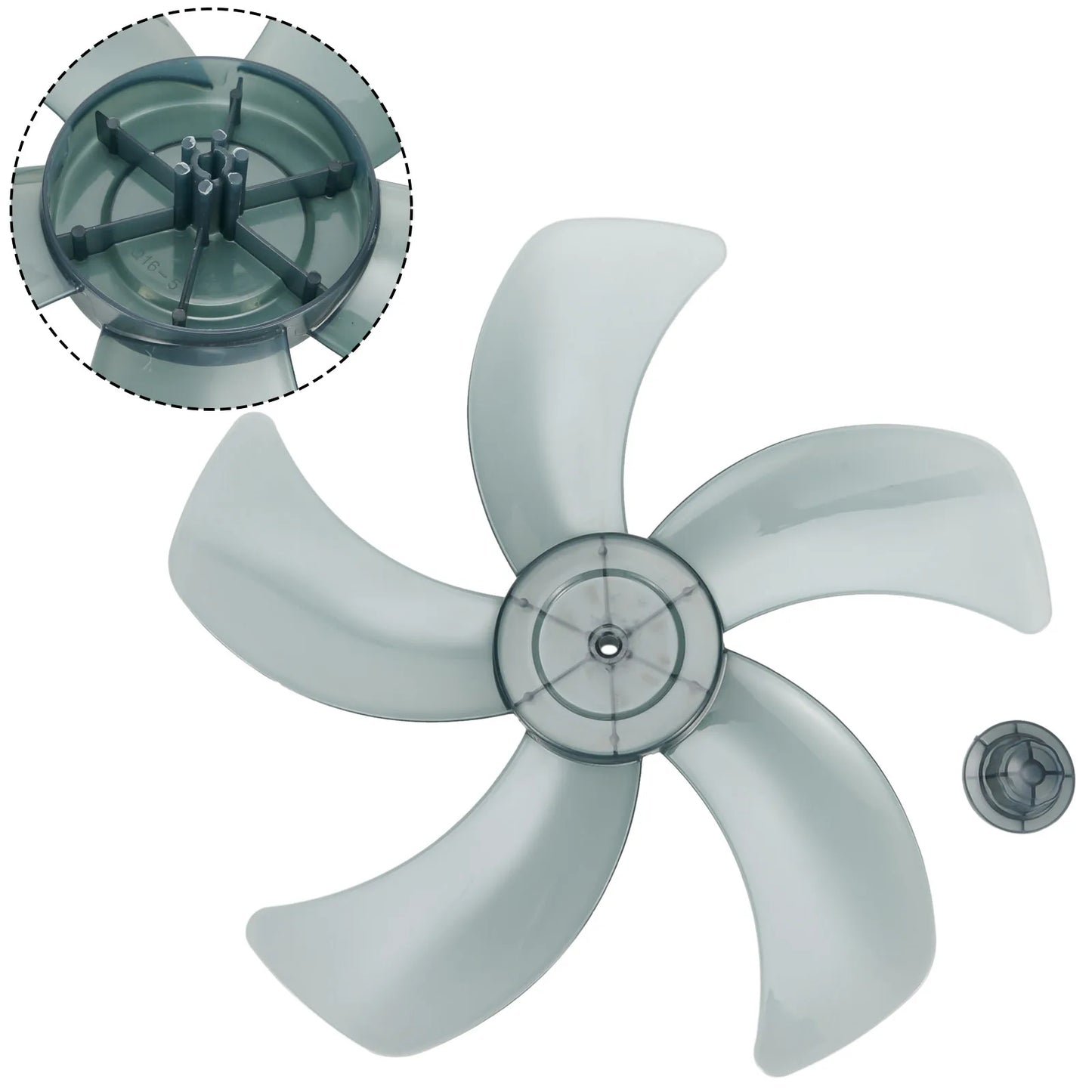 16 Inch Five Leaf Replacement Fan Blade With Nut Cover For Stand Fans And Desk Fans Plastic Material For Household Use