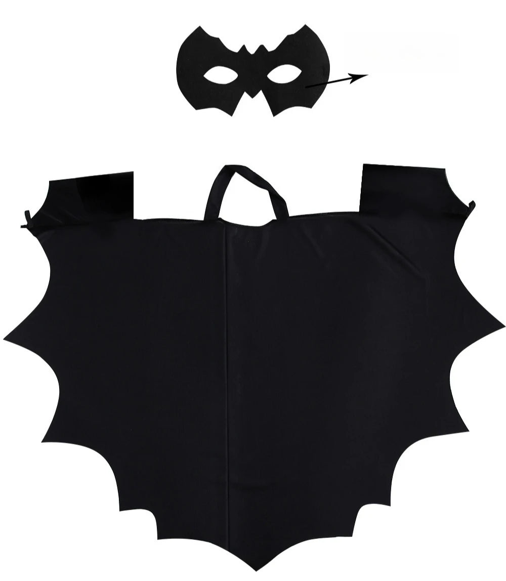 2025 New Cosplay Costumes Fashion Festival Play Halloween Bat Cape Kids Adult One-Piece Black Mask Halloween Play Costume