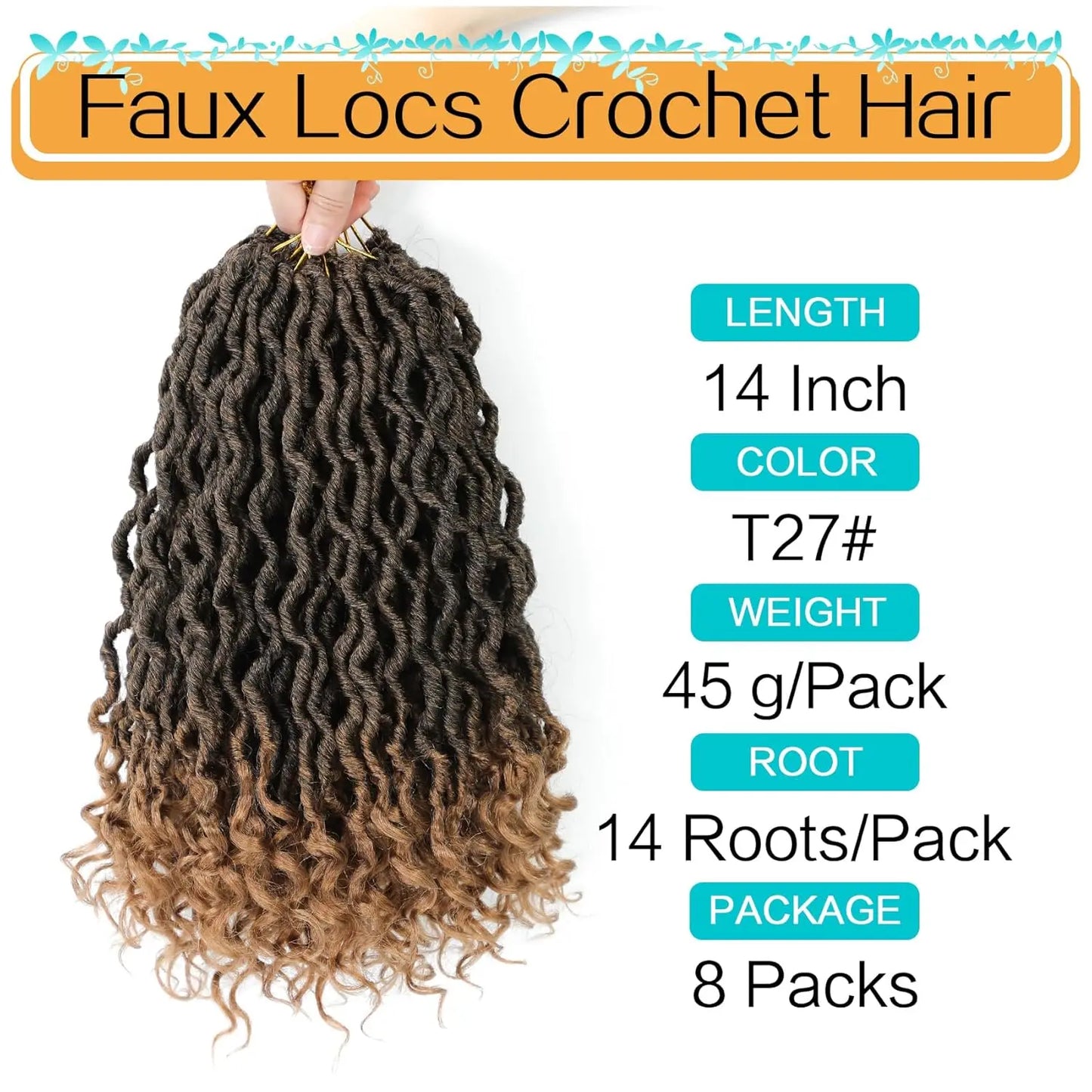 12-24inch Goddess Locs Crochet Hair Goddess Faux Locs Synthetic Crochet Hair For Women Pre Looped Faux Locs With Curly Ends