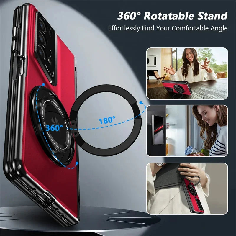 Matte Solid Color Phone Case for Honor Magic V2 RSR Hard Shell Protection Shockproof Film Protector with Holder Cover