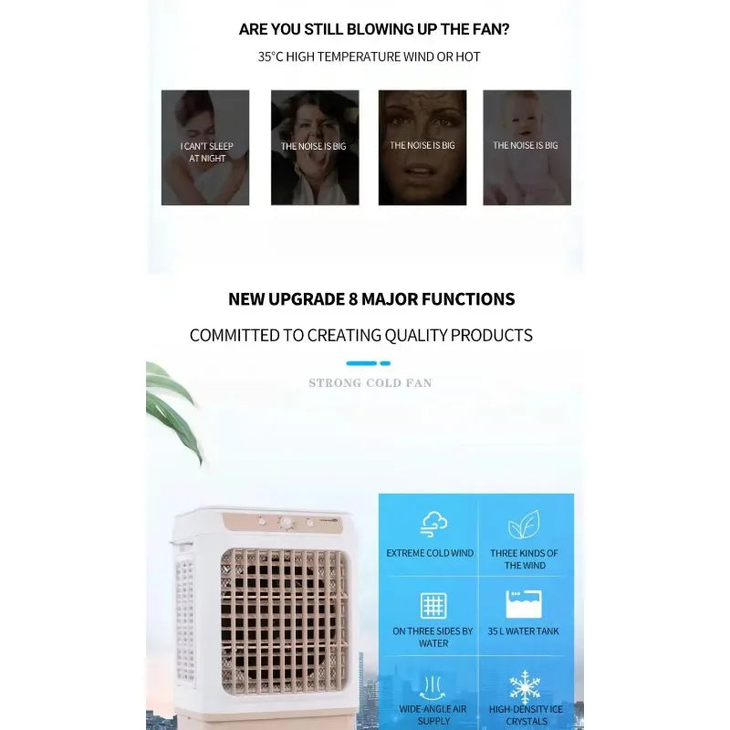 Mobile Portable Air Conditioner Fan with Remote Control for Outdoor & Garage Use 3-Speed Industrial Commercial Refrigeration