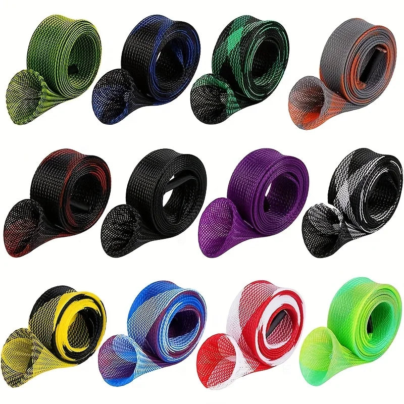 12Pcs Rod Sock Fishing Rod Sleeve Rod Cover Braided Mesh Rod Protector Pole Gloves Fishing Tools. Flat or Pointed End/Spinning O