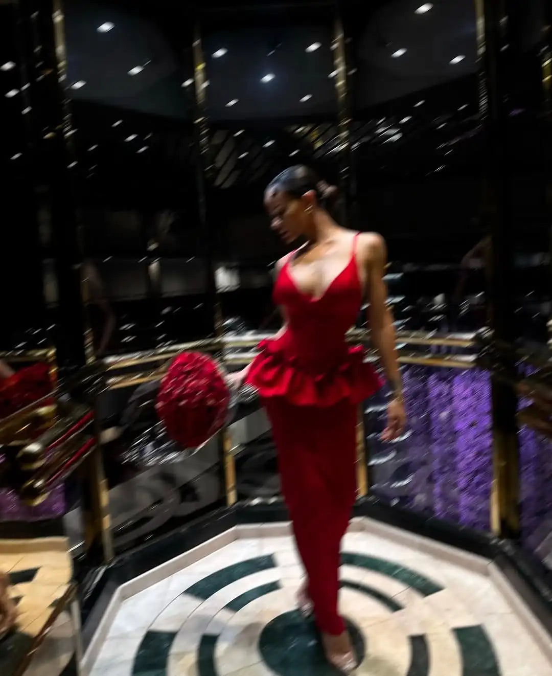 Valentine's Day Women Sleeveless V-Neck Ruffles Bodycon Long Bandage Dress Celebrate Evening Party Birthday Cocktail Dress