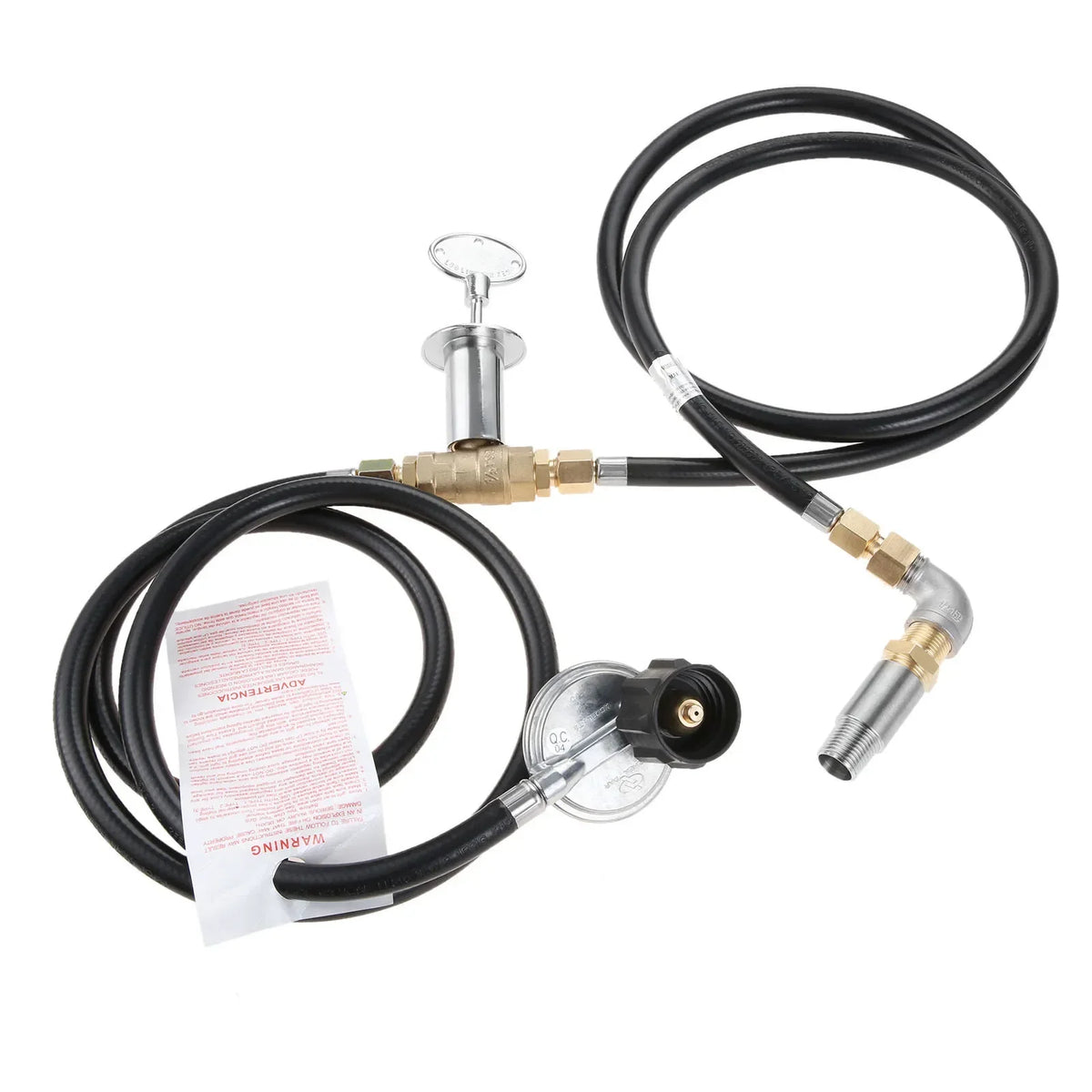 12" LP Propane Gas Fire Pit Stainless Steel Burner Ring Installation Kit with Regulator Hose and 1/2" Key Control Valve 90000BTU
