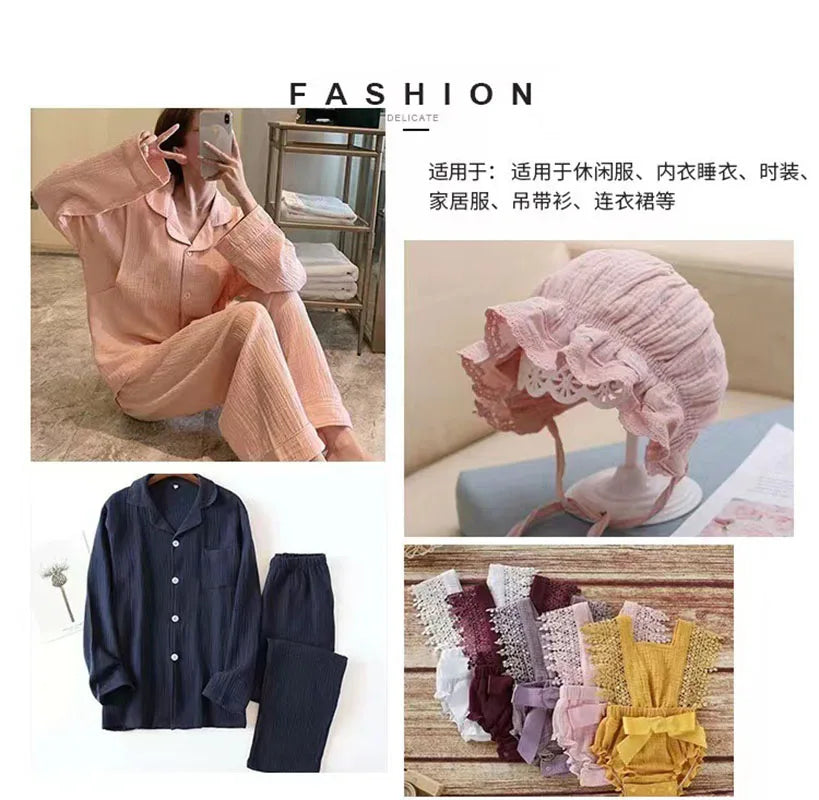 Double Layer Gauze Fabric 100% Cotton Crepe Sewing Fabric Soft For DIY Baby Dress Muslin Throw Blanket Bath Towel Napkin Cloth