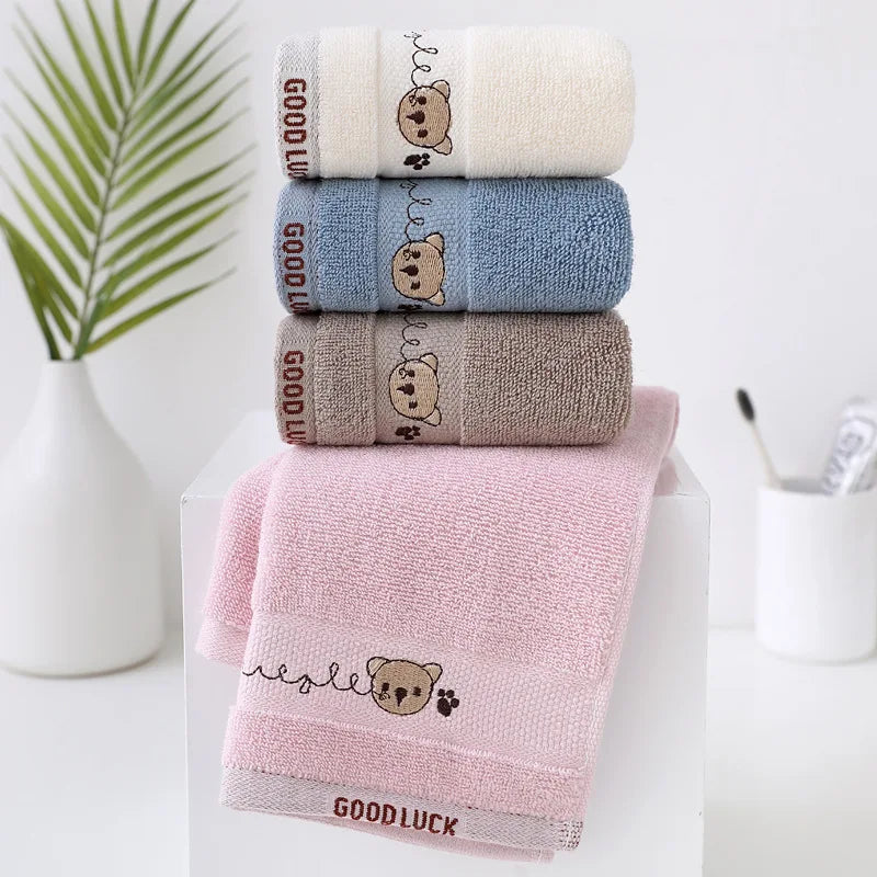 Baby Towels Cotton Bath Towel  Handkerchief Face Washcloth Cute Cartoon Bear Hand Wipe Soft Children Towels Kids Newborn Bathing