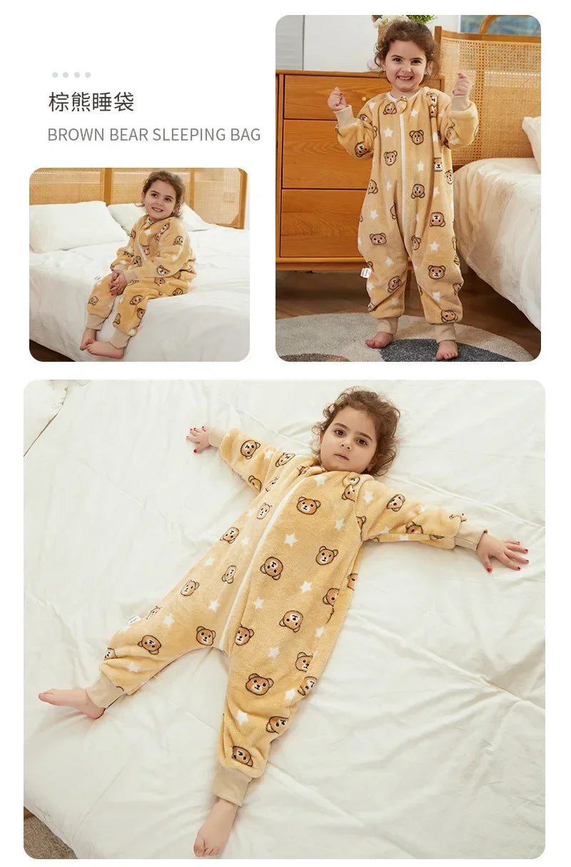 Kawaii Girls Pajamas Winter Purple Rabbit Onesie Hooded Plush Kigurumi Jumpsuit Blanket Sleeper Warm Overall Kids Nightwear Pjs