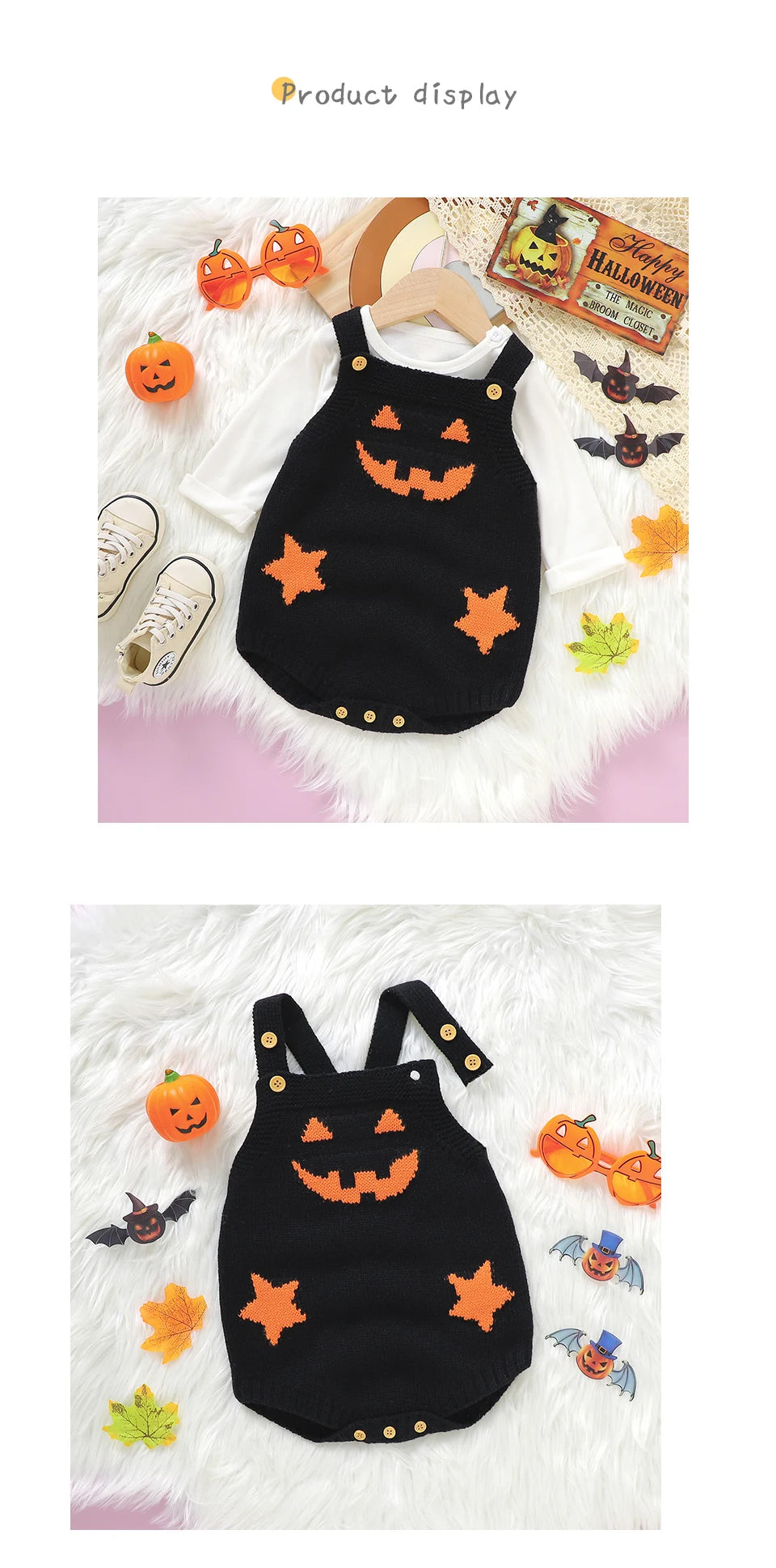 Baby Halloween Clothes Autumn Winter Casual Outwear Newborn Boys Girls Pumpkin Knitted Infant Kids Unisex Onesie Toddler Outfits