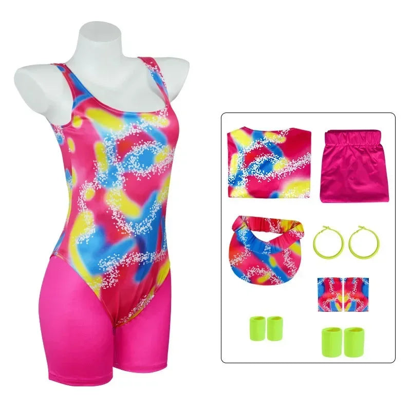 80s Workout Costume for Halloween Cosplay 80s 90s Workout Outfit Party Clothing for Adult Mens Include Hat Top Shirt Short