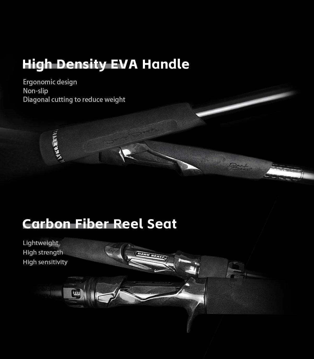 HANDING Dark Beast Long Cating Rod Toray Carbon Fiber Fuji A and SiC Guide Rings High Density EVA Handle Carbon Fiber Reel Seat