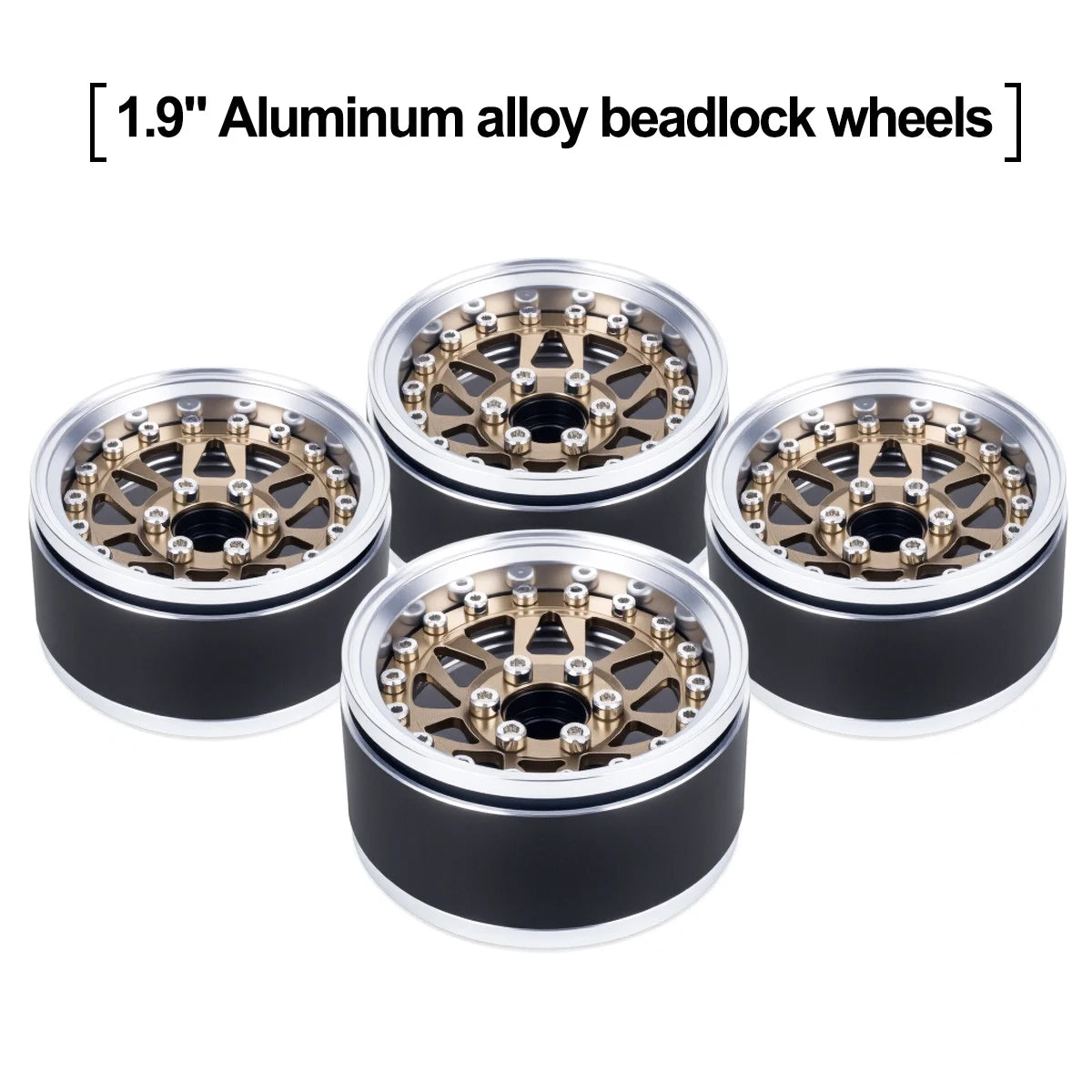 4Pcs 1.9 Aluminum Beadlock Wheel Rims Adjustable Offsetfor 1/10 RC Crawler Car TRX4 TRX6 SCX10 90046 GEN7 8 D90 Upgrade Parts