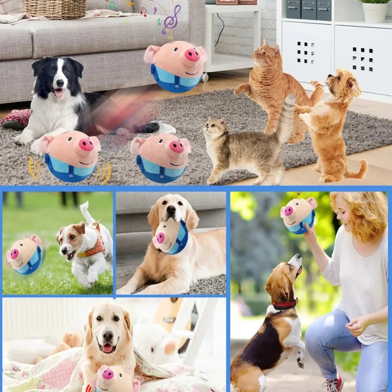 Pet Electronic Toy Cat Ball Pet Bouncing Jump Ball Music Vibration Bite Puppy Ball Interactive Dog Chewing Moving PlushDoll Toy