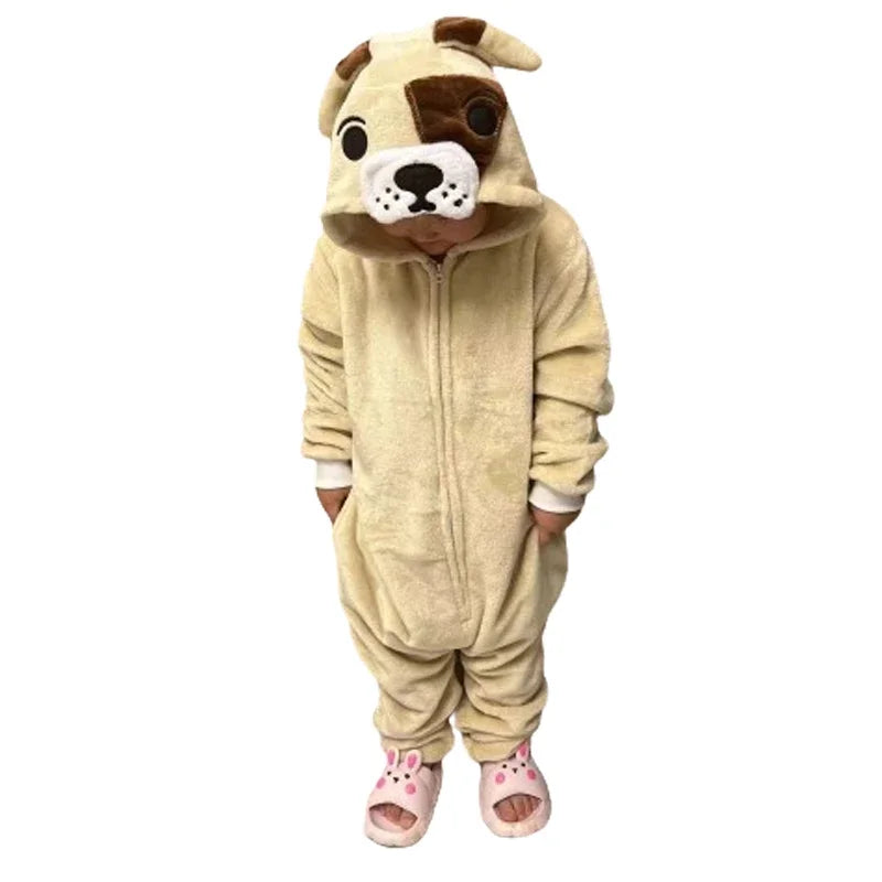 Children Onesies Pekingese Dog Kids Kigurumi Pajamas For Girls Boys Pijamas Flannel Cartoon Bodysuit Birthday Cosplay Costume