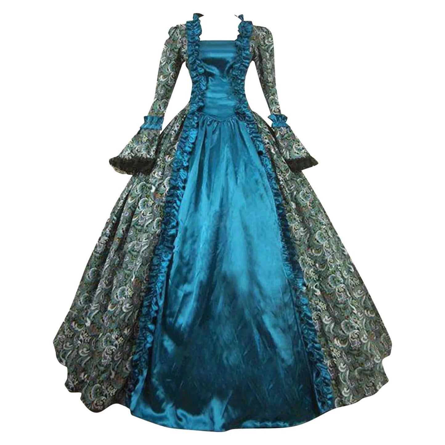 Medieval Hood Green Cocktail Dress Vintage Party Costume Masquerade Prom Dress Floor Sexy Anime Cosplay Costumes Vestidos