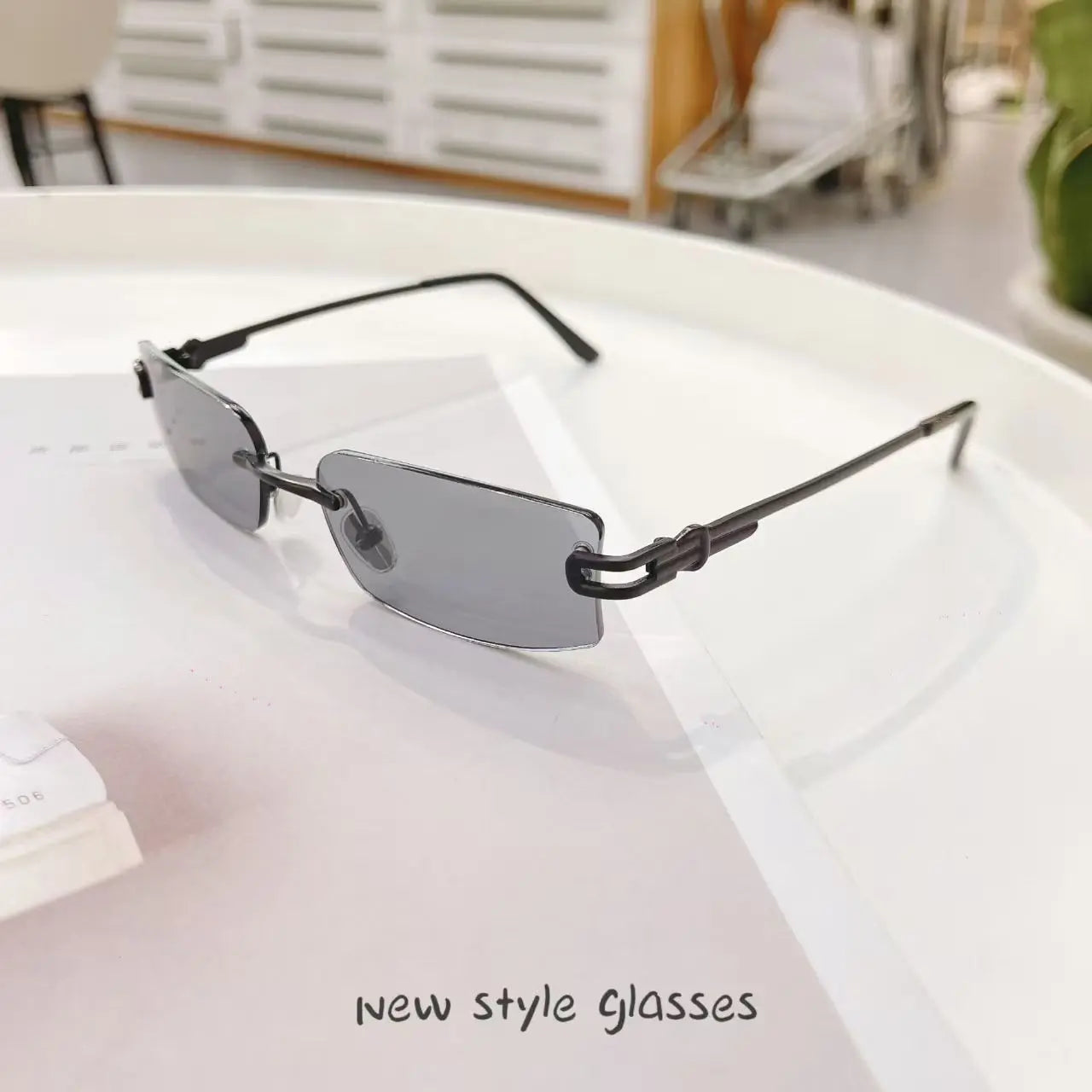 Rectangle Shape Rimless Sunglass Women Fashion Trendy UV Protection Sun Glasses for Man Korean Style Men Sunglasses
