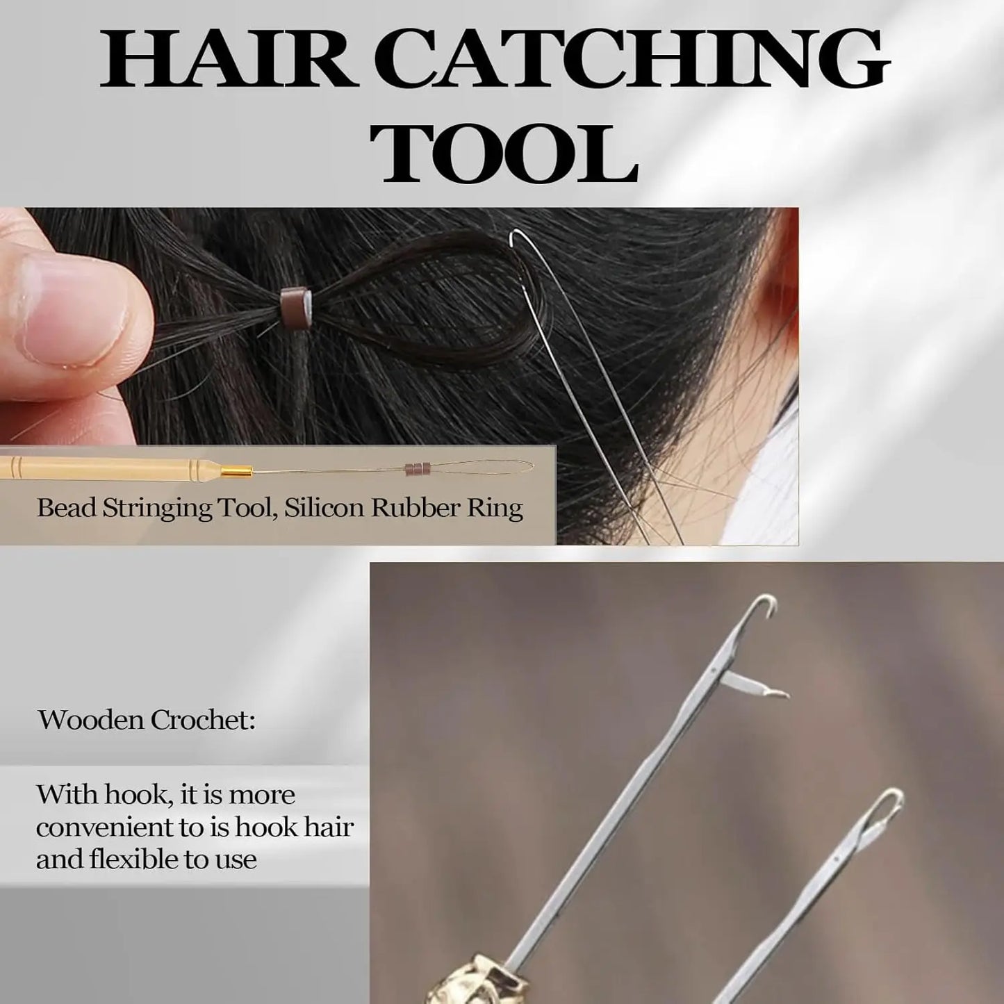 500 Pcs Hair Extensions Tools Kit Silicone Micro Rings with Three-Hole Hair Pliers Pulling Hook Needle Loop Threader