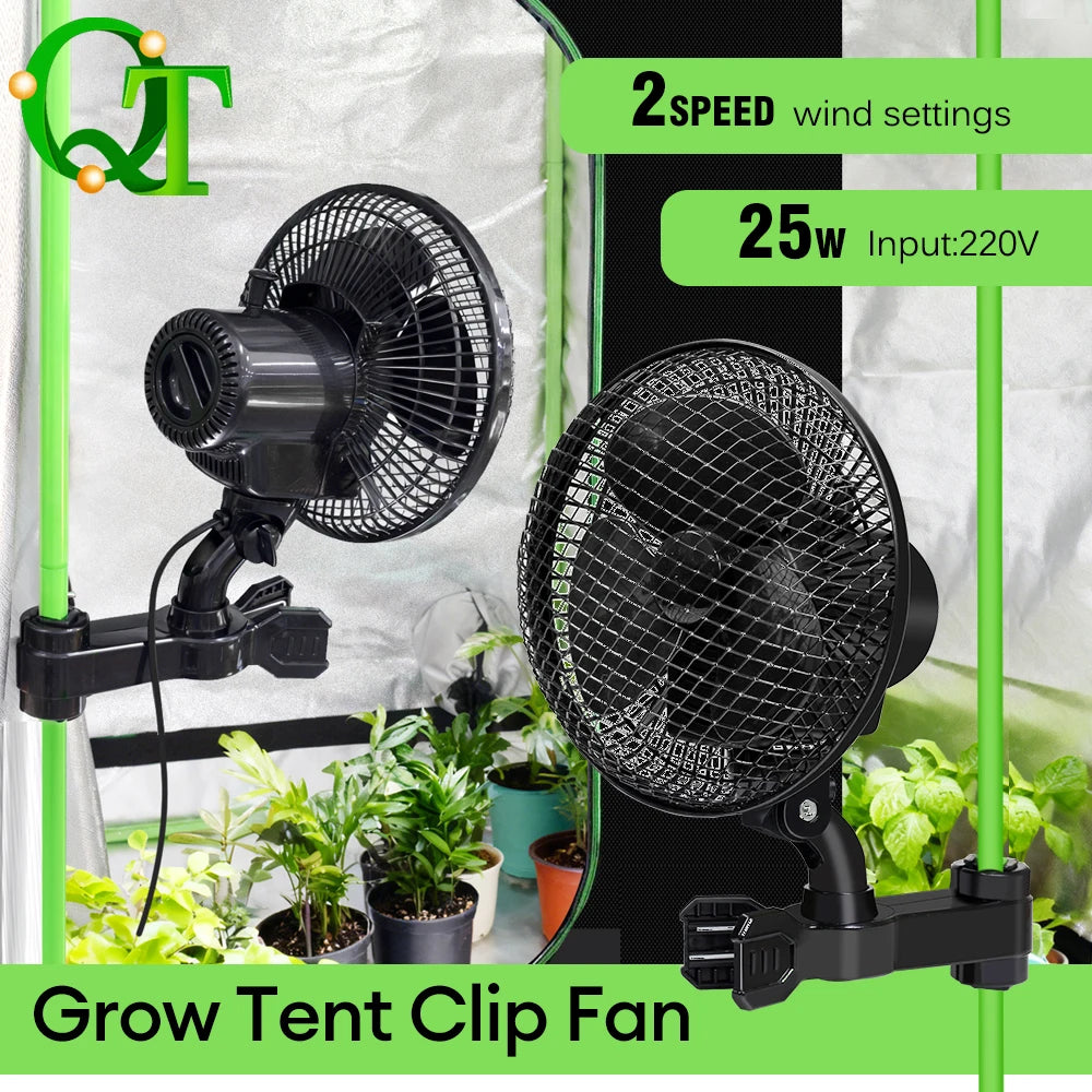 Plant Tent Cooling Clip-On Fan 25W Two-Speed Adjustable Shaking Head Suitable for Tents Household Cooling Fan