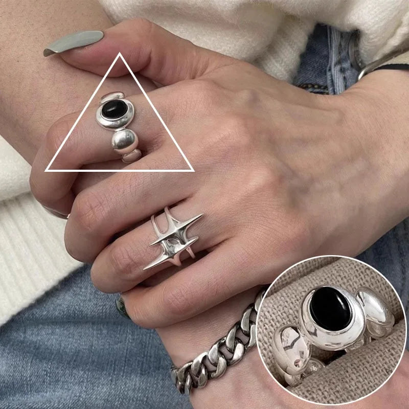 VENTFILLE 925 Sterling Silver Geometric Line Cross Wrap Open Ring For Women Gift Irregular Punk Adjustable Jewelry Dropshipping