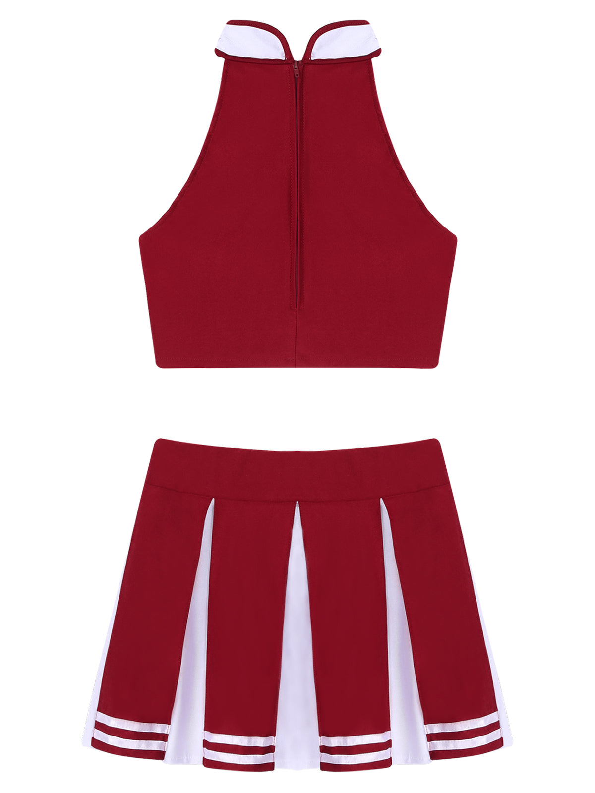 Women Cheerleading Cheerleader Costume Uniform School Girls Carnival Cosplay Outfits Stand Collar Crop Top with Mini Skirt