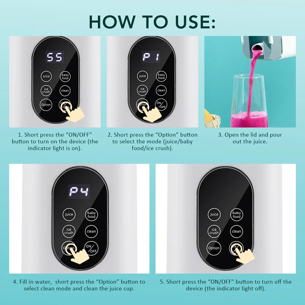 400ML Portable Electric Juicer 2 Cup Home Mini Multifunctional Wireless Blender USB Rechargeable Small Juice Cup Mixer Machine